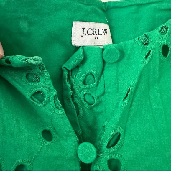 J.Crew Green Eyelet Ruffle Sleeve Dress - Picture 6 of 10
